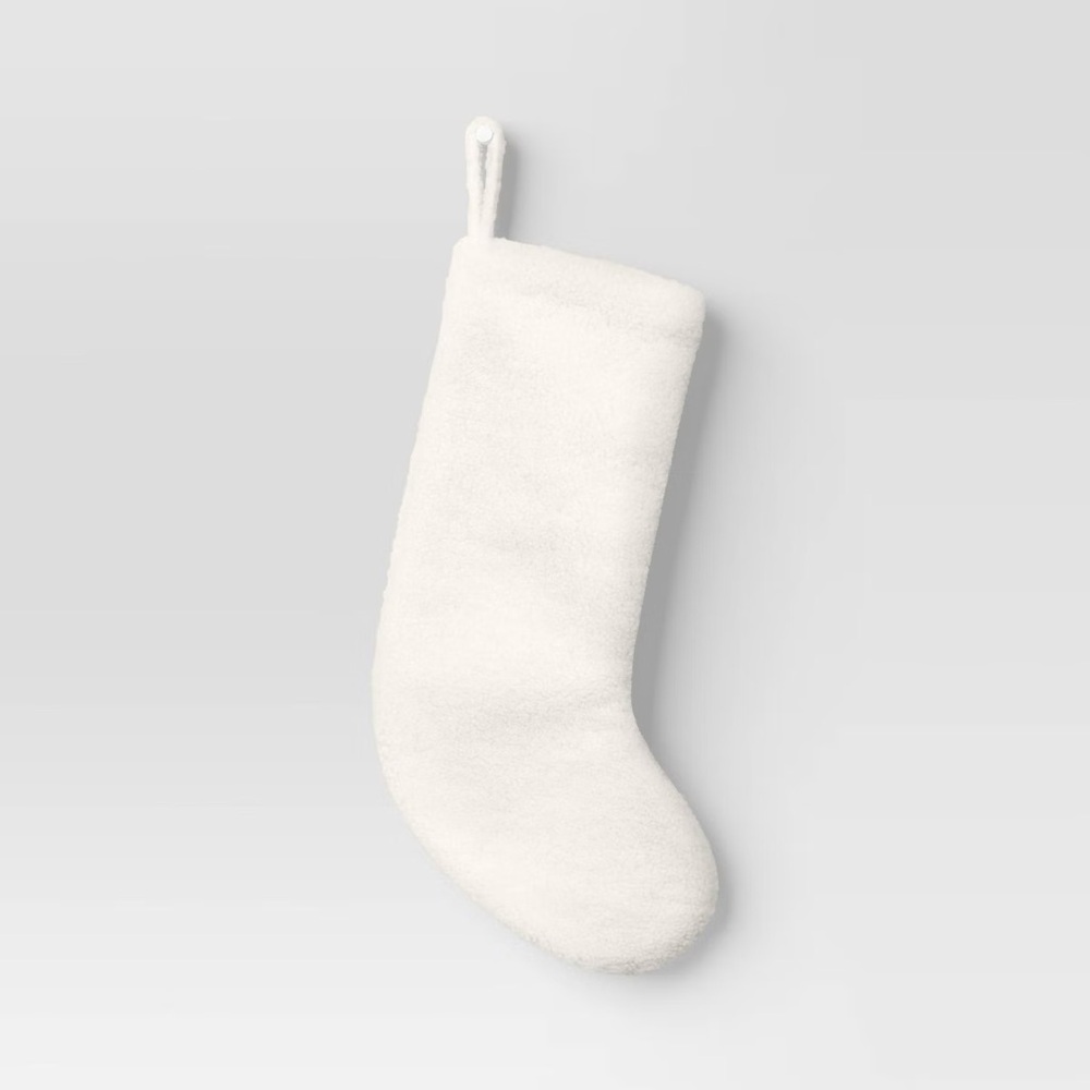 20" nwt Christmas Faux Shearling Stocking White